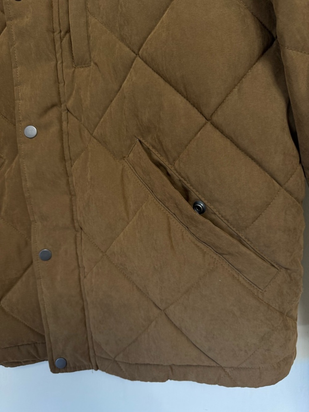 Abercrombie & Fitch Quilted Jacket Brown Men’s M Snap Button Puffer Coat - Picture 2 of 7